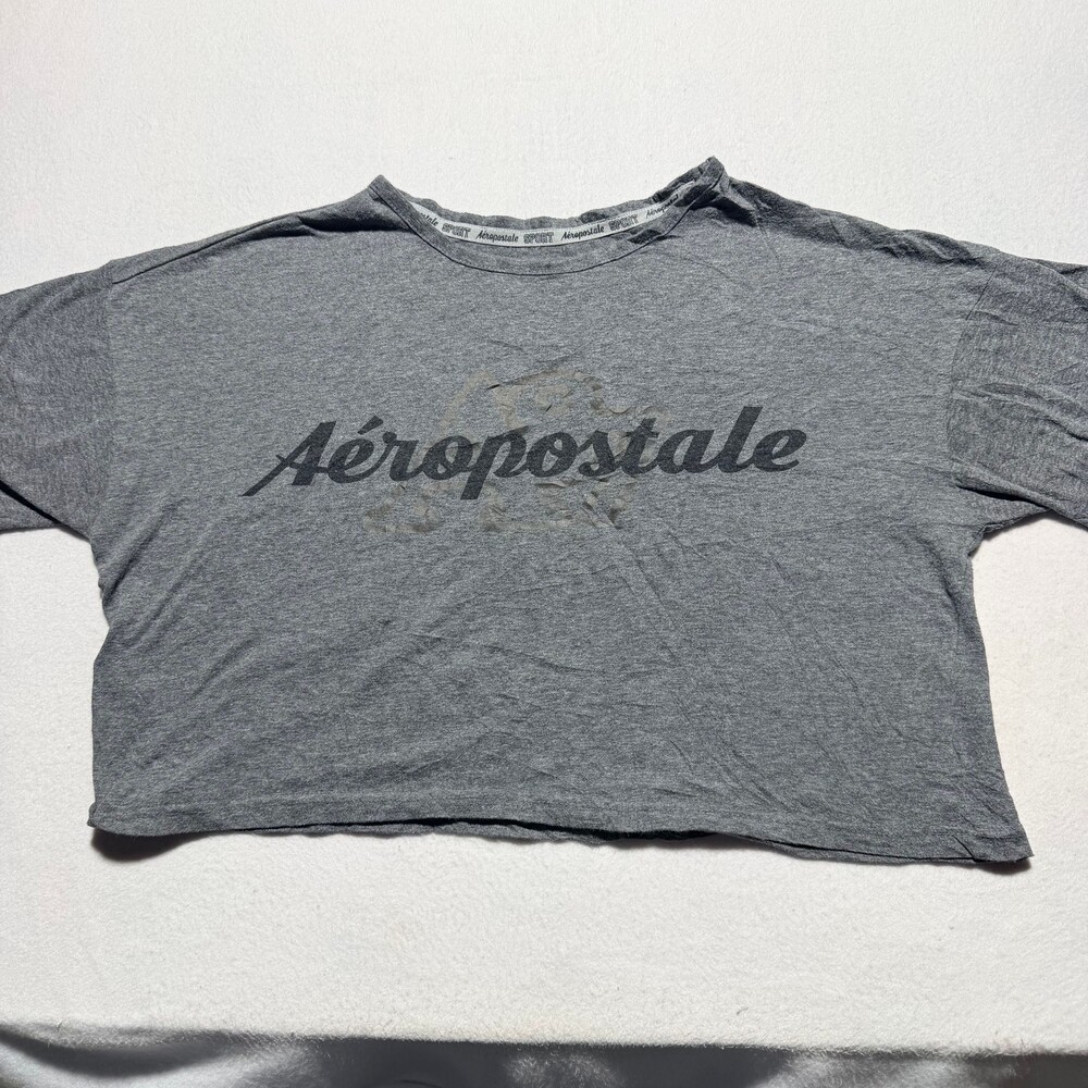 Aeropostale Sport Gray T-shirt Crew Neck Short Sleeve Casual Top